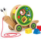 Award Winning Hape Walk-A-Long Snail Toddler Wooden Pull Toy, L: 11.9, W: 4.4, H: 7.3 inch