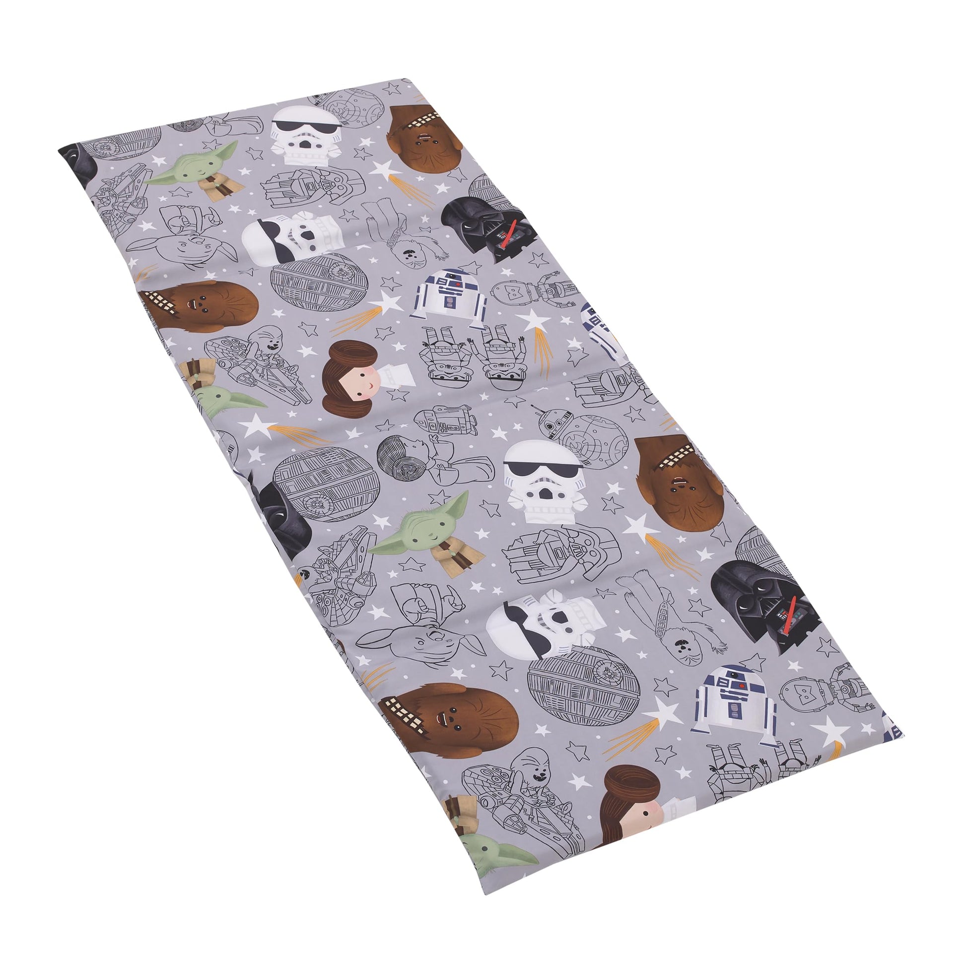 Star Wars Welcome to The Galaxy Navy and Gray Yoda, Princess Leia, R2-D2, Chewbacca, and Darth Vader Preschool Nap Pad Sheet