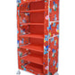 FLIPZON Multipurpose 6 Shelve Baby Wardrobe (Fabric Shelves) - Red (Iron)