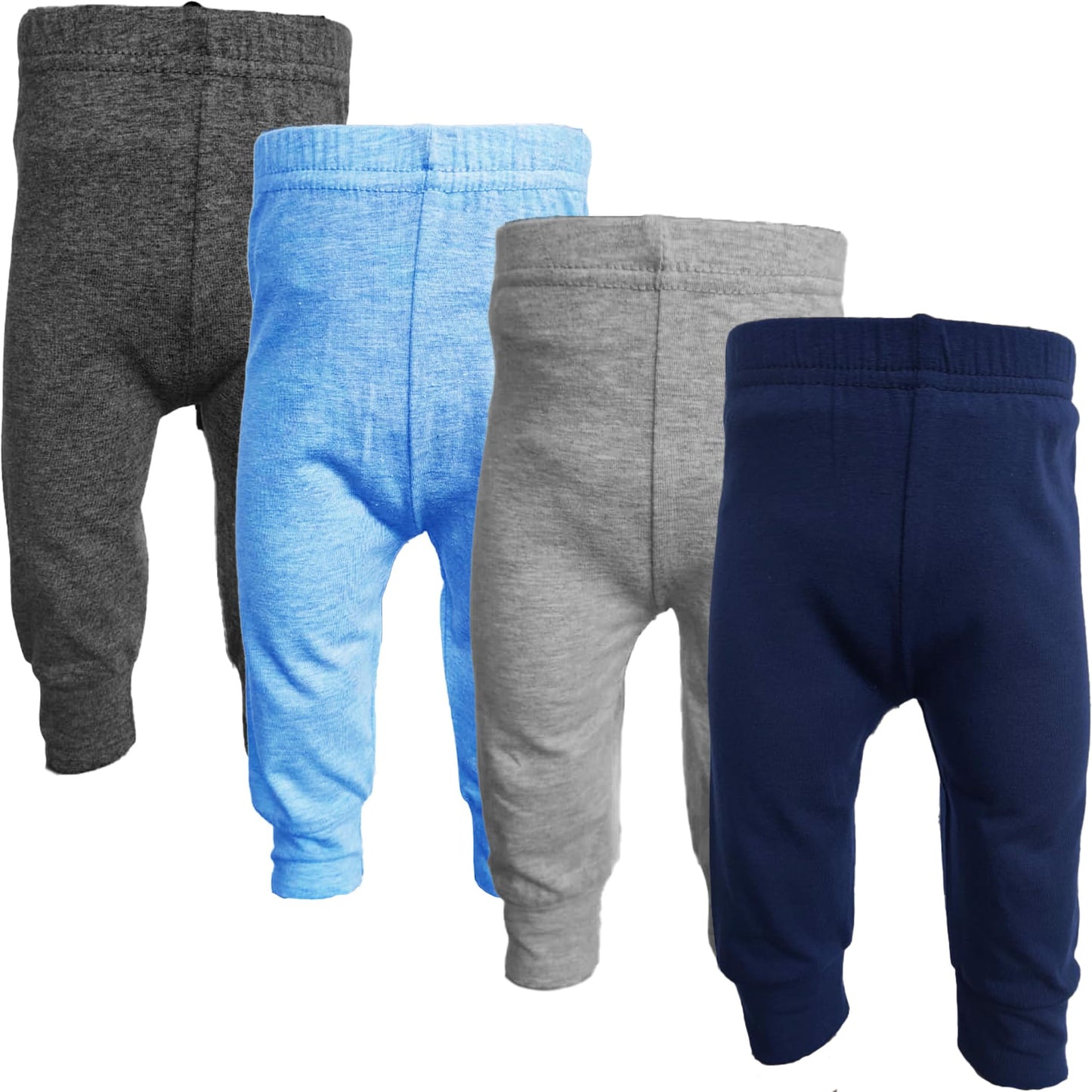 123 Bear Infant and Toddler Soft Cotton Spandex Boys and Girls Pants Multipacks (Blue 2, 3-6 Months)