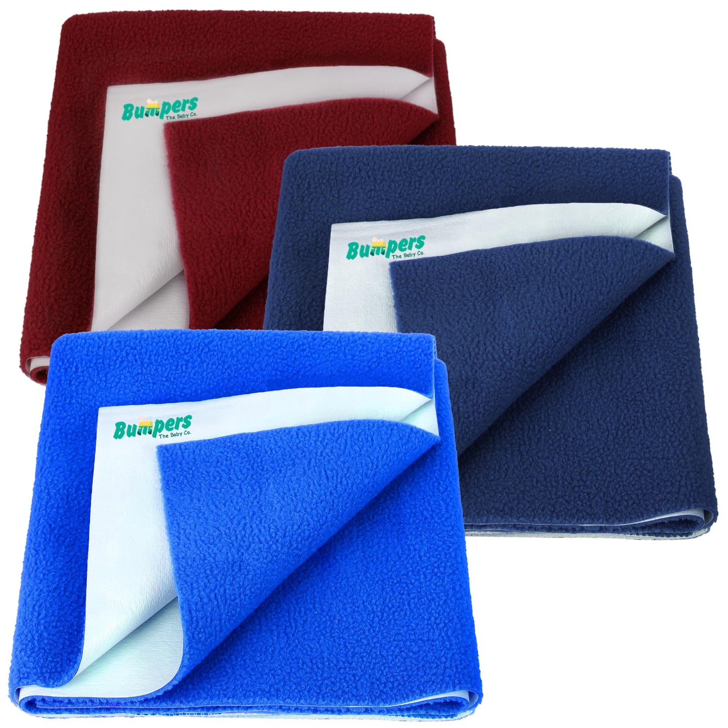 Bumpers AntiPiling Quick Dry & Absorbent Sheet Polycotton Baby Bed Protecting Waterproof Mat (Royal Blue, Dark Blue, Maroon, Sm