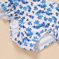 Younger Tree Toddler Girls Two Pieces Swimsuit Color Block Stripe Swimwear Summer Beach Bathing Suit (Blue#Flower 18-24 Months)