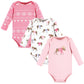 Hudson Baby Unisex Baby Cotton Long-Sleeve Bodysuits, Pink Moose Bear, 0-3 Months