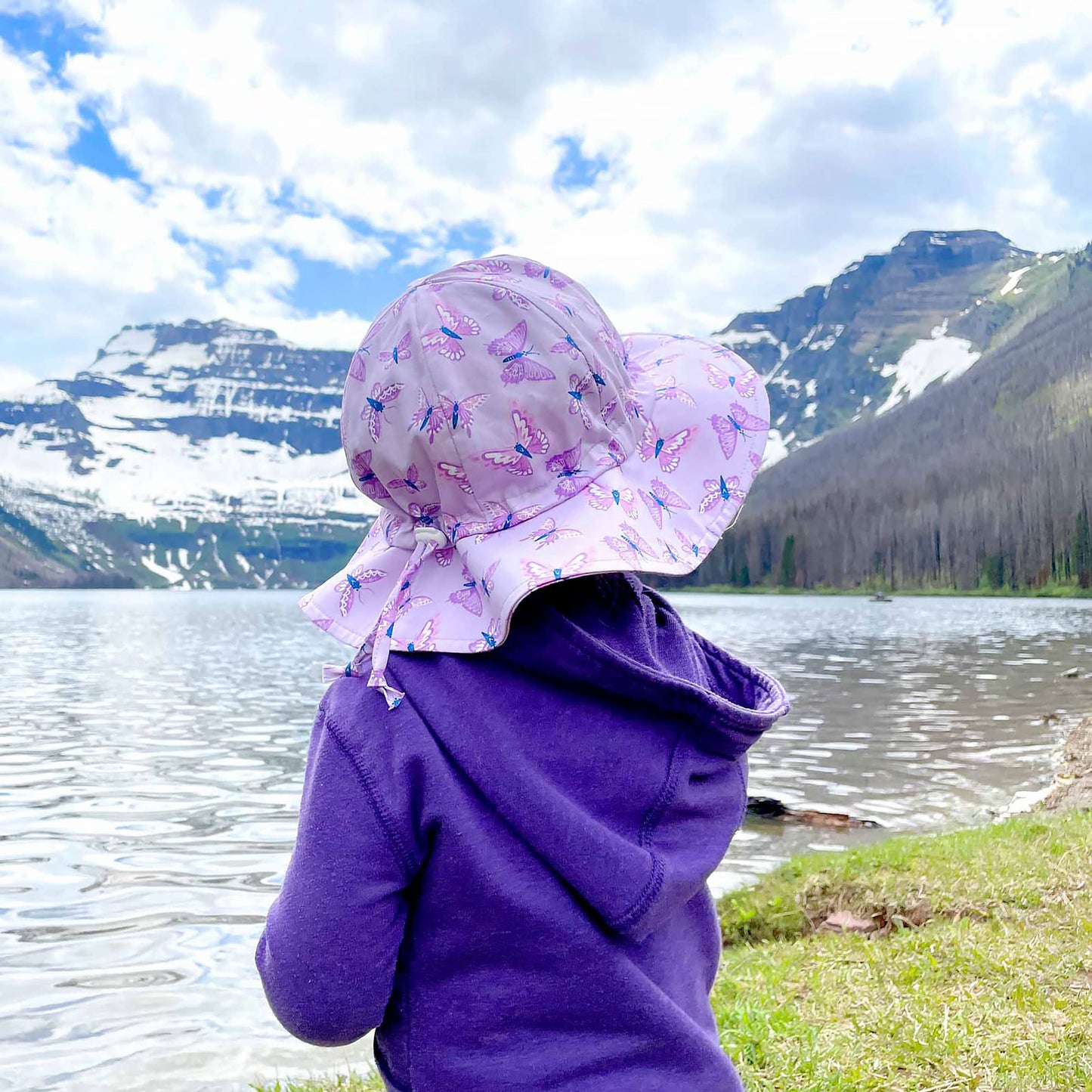 Jan & Jul Adjustable Floppy Toddler Sun-Hats For Girls With Brim (L: 2-5 Years, Butterfly)
