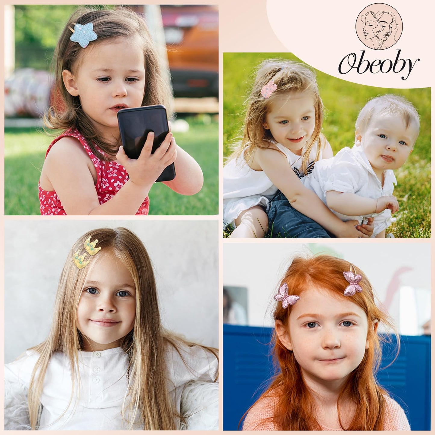 Obeoby 24 Pack Hair Clips For Girls, Star Crown Butterfly Shaped Hair Barrettes Metal Snap Hair Clips Hair Accessories For Baby