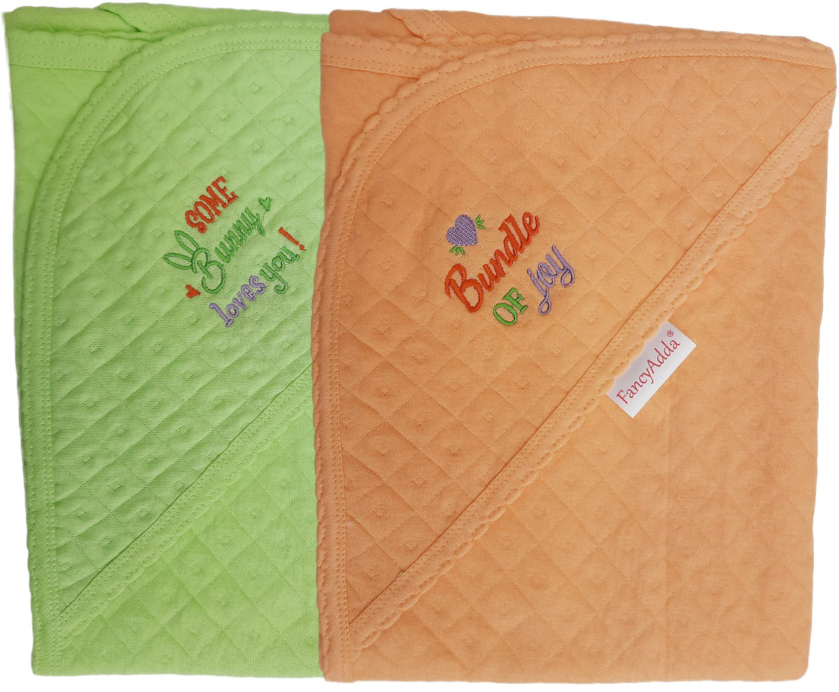 FancyAdda Branded Baby Hooded Towels (Pack of 2, 100% Soft Cotton) (Pink || Yellow)