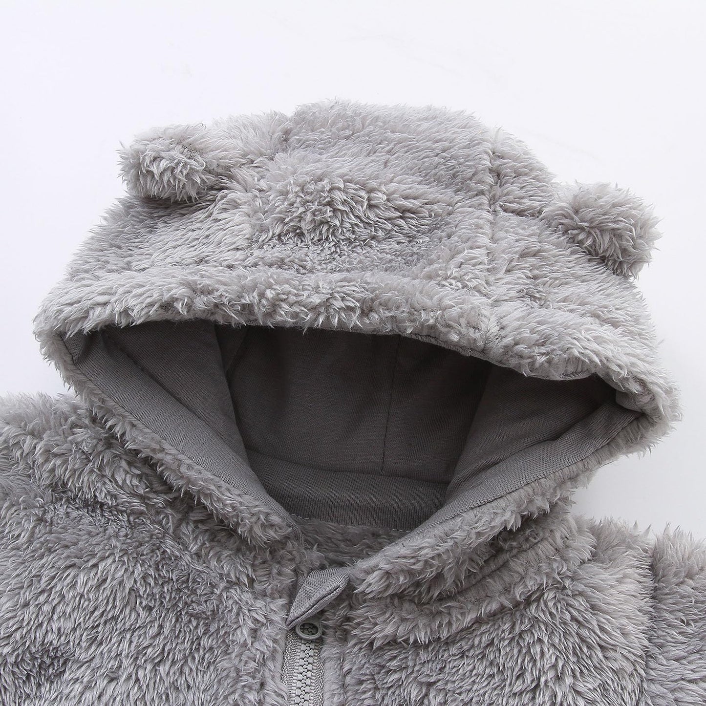 Baby Boy Winter Outfits Warm Romper Jumpsuits For 9-12 Months Kids Gray Fleece Bodysuit