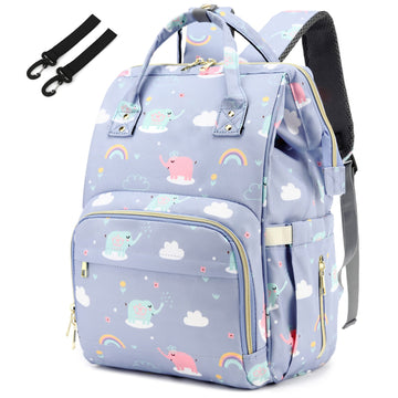 Yusudan Elephant Diaper Bag Backpack for Baby Girls, Mom Waterproof Large Nappy Bags for Women
