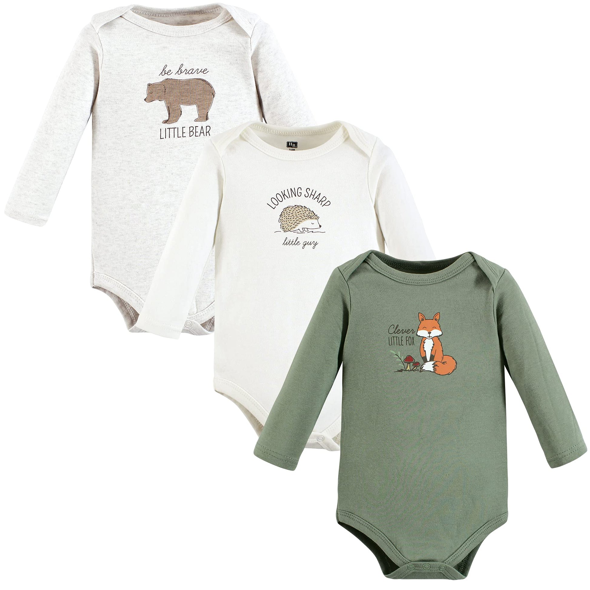 Hudson Baby Unisex Baby Cotton Long-Sleeve Bodysuits Forest Fox, 18-24 Months
