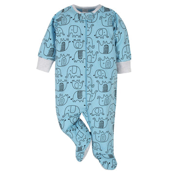 Onesies Brand Baby Boys 4-Pack 'N Plays Footies And Toddler Sleepers, Blue Elephant, Newborn Us