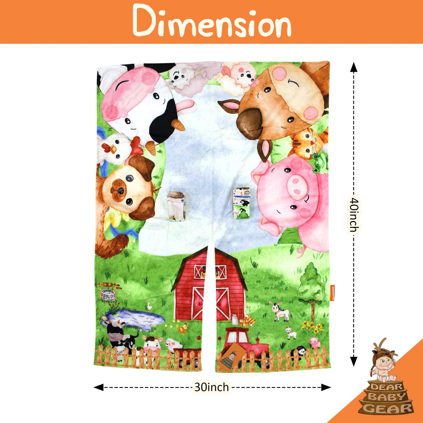 Dear Baby Gear Farm Life Baby Car Seat Canopy With Snap Button Peekaboo Barn Door Opening - Double Layered Lightweight Cover Kee