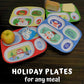 4E'S Novelty Christmas Dinnerware Divided Plates For Kids (Set Of 4) Melamine Plastic Bpa Free Sectional Holiday Dinner Plates,