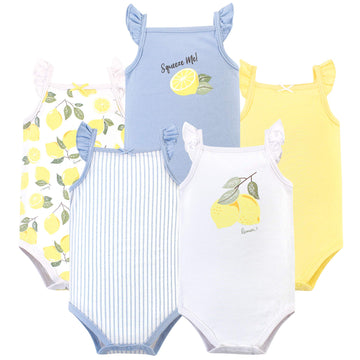 Hudson Baby Baby Girls Cotton Sleeveless Bodysuits Tank Top, Lemon, 3-6 Months Us