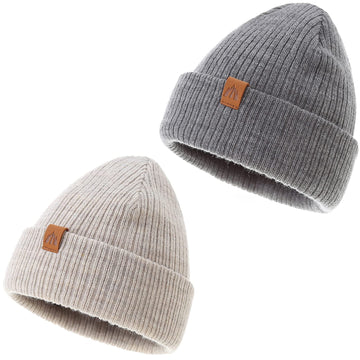 2 Pack Beanie For Toddler Boys Elegant Warm Boys Beanie Classic Grey Knit Winter Hat For Kids