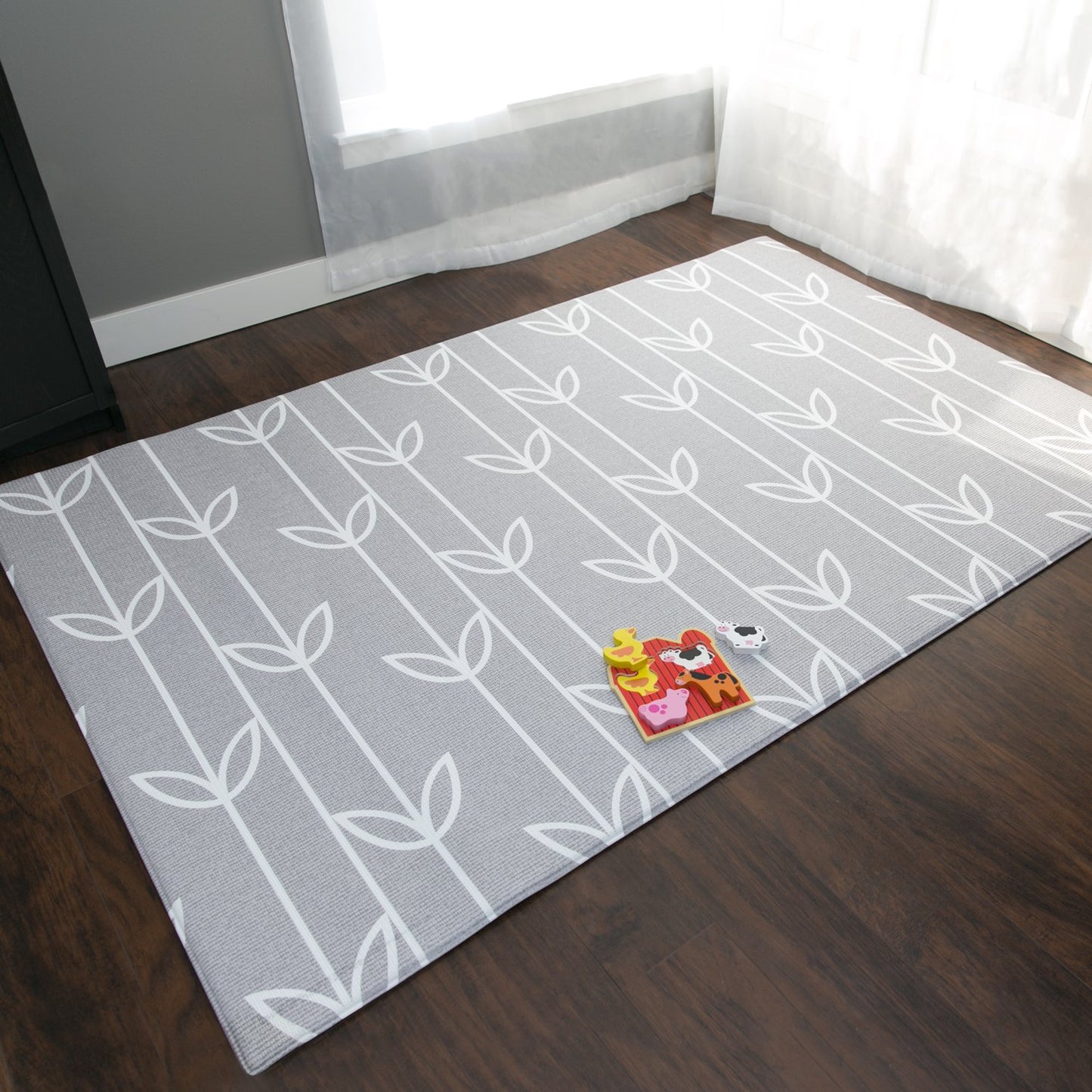 Baby Care Play Mat (Large, Sea Petals - Grey) 82 x 55 Original One-Piece Reversible Rollable Waterproof Play Mat for Infants