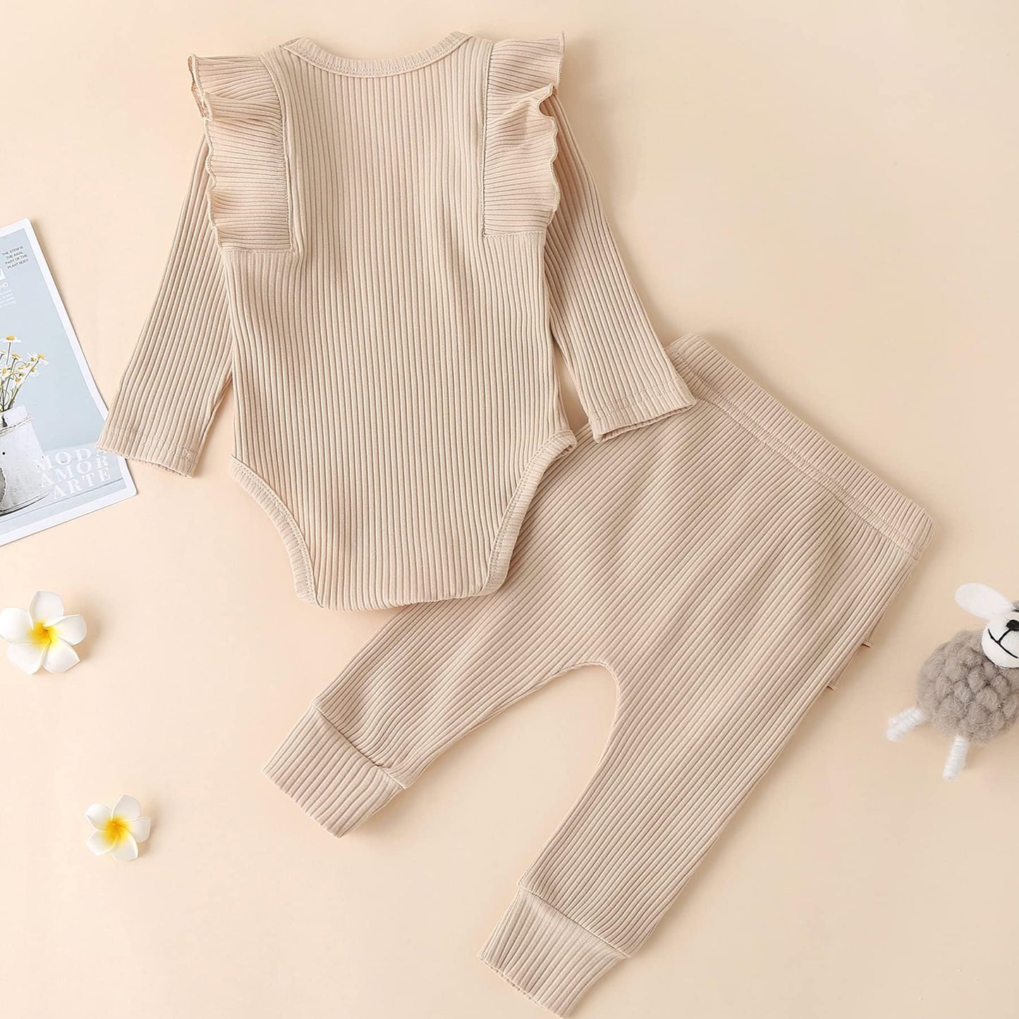 Fullfamous Infant Baby Girl Clothes Outfits,Fall Winter Romper Christmas Clothing Set 3-6 Months Ecru