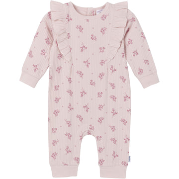 Gerber Baby Girls' Ruffle-Edge Romper, Tossed Flowers, 0-3 Months