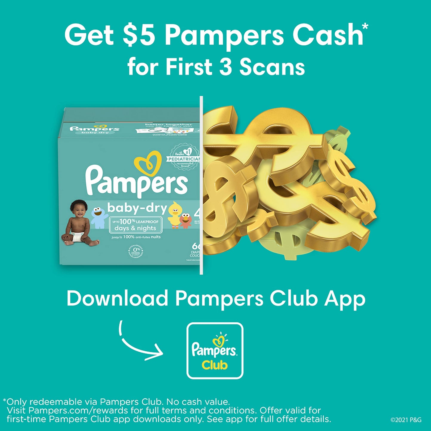 Pampers Diapers - Baby Dry - Size 3, 210 Count, Absorbent Disposable Infant Diaper (Packaging May Vary)