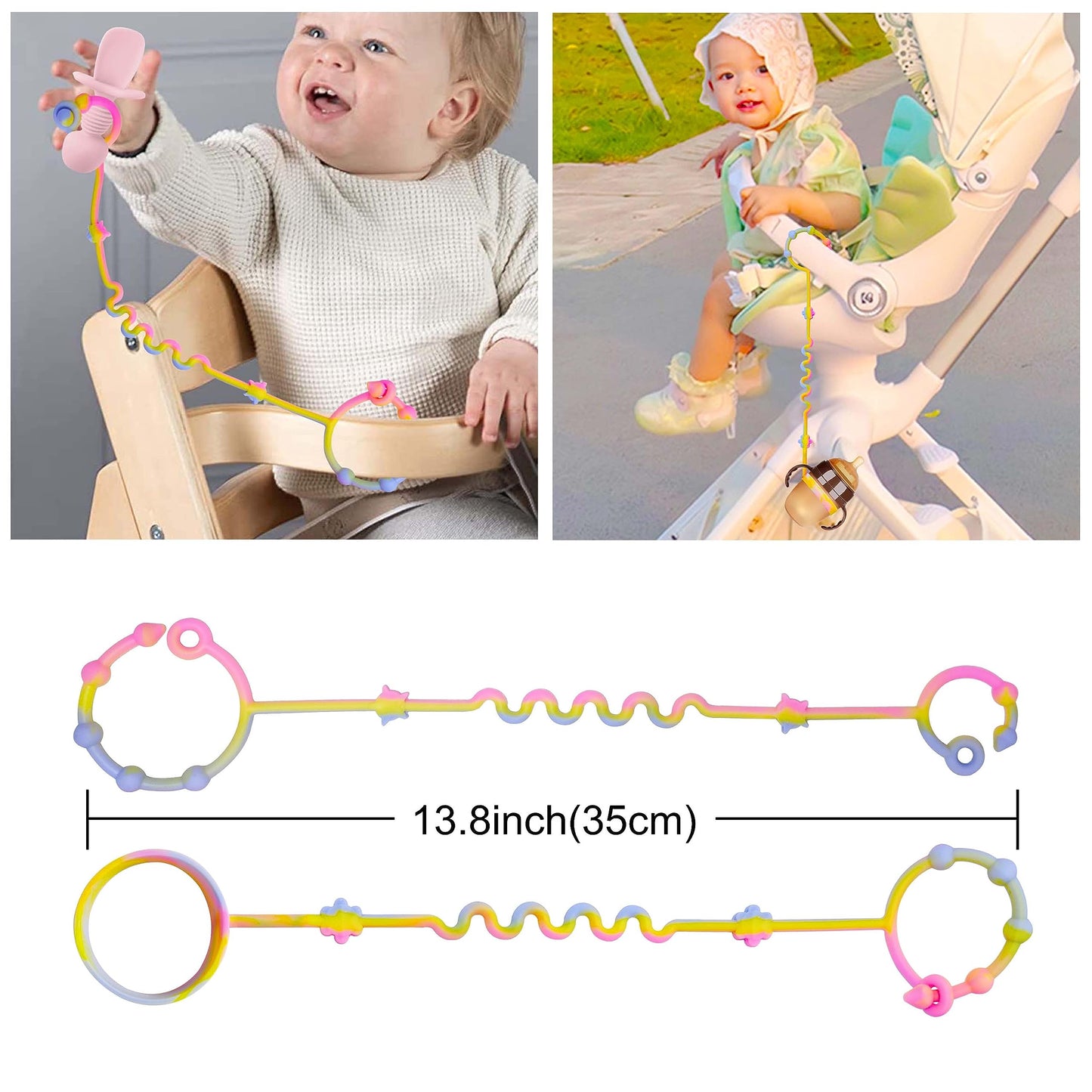Rtmok Toy Straps For Baby,Silicone Setpacifier Clip,Applies To Car Seat Toy,Teether Toy,High Chair,Stroller Accessories,Baby Toy