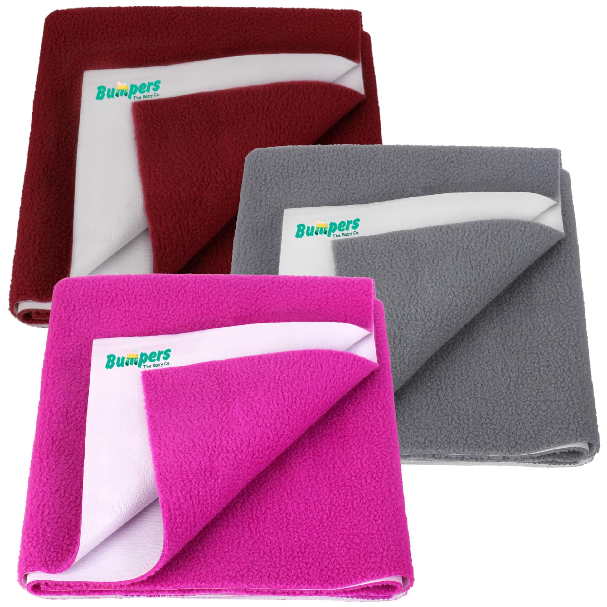 Bumpers AntiPiling Quick Dry & Absorbent Sheet Polycotton Baby Bed Protecting Waterproof Mat (Rani Pink, Grey, Maroon, Small (7