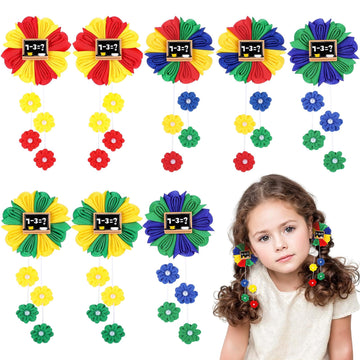 Obeoby 8PCS Hair Bows for Girls, Flower Hair Accessories Ribbon Bows With Alligator Clips for Back to School Gift, 4 Colors