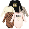 Hudson Baby Unisex Baby Cotton Long-Sleeve Bodysuits, Cinnamon Hearts 5 Pack, Preemie