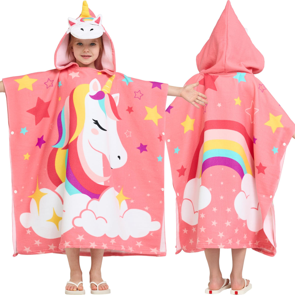 Joiedomi Kids Beach Towel  Unicorn Hooded Bath Towel  For Boys Girls 310 Years 30 X 30  Toddler Soft Absorbent Swim Pool T