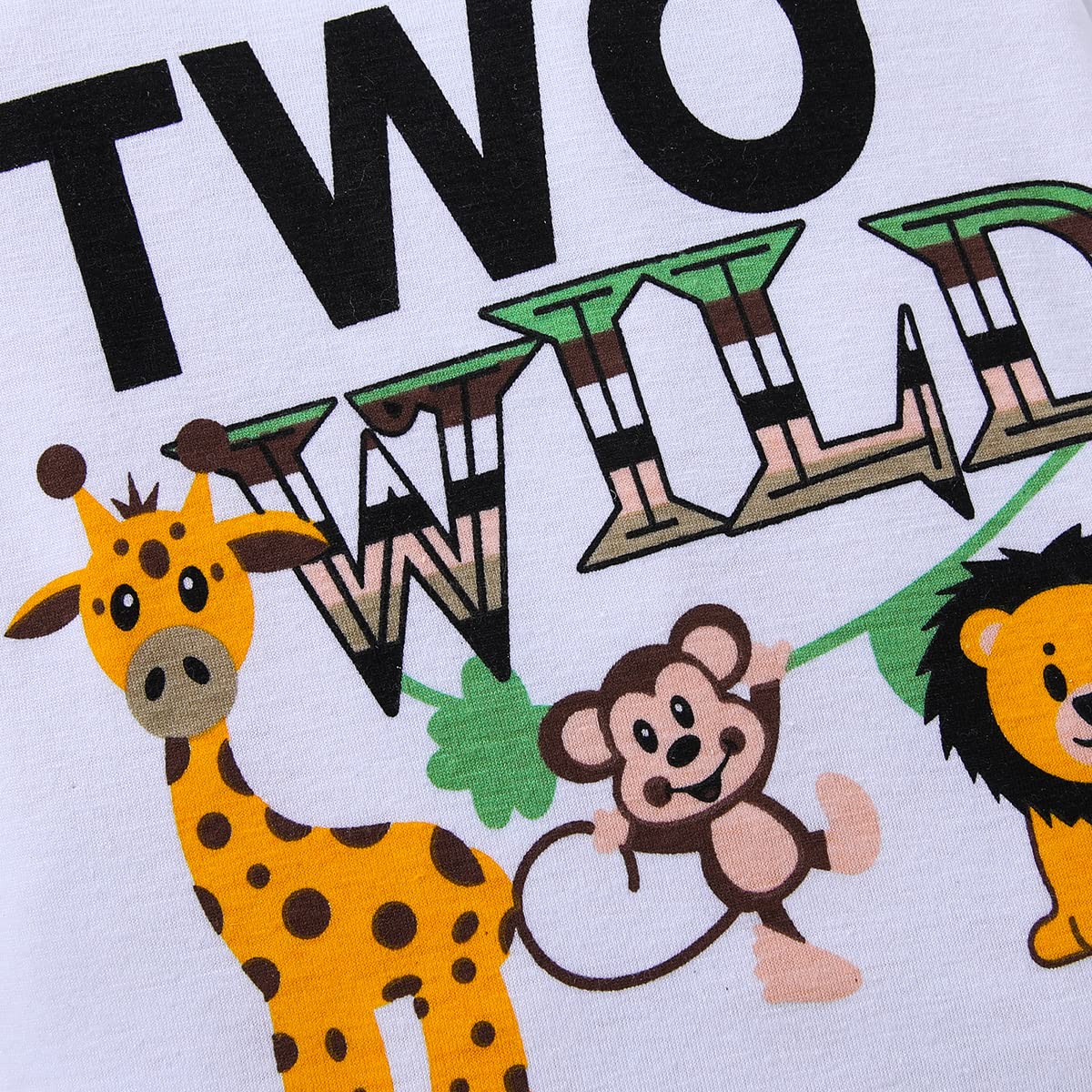 Pudcoco Baby Boy Two Wild Outfit 2 Years Old 2Nd Birthday Boy Cake Smash Outfit, Jungle Birthday Outfit, Safari, Zoo, 2Nd Birthd