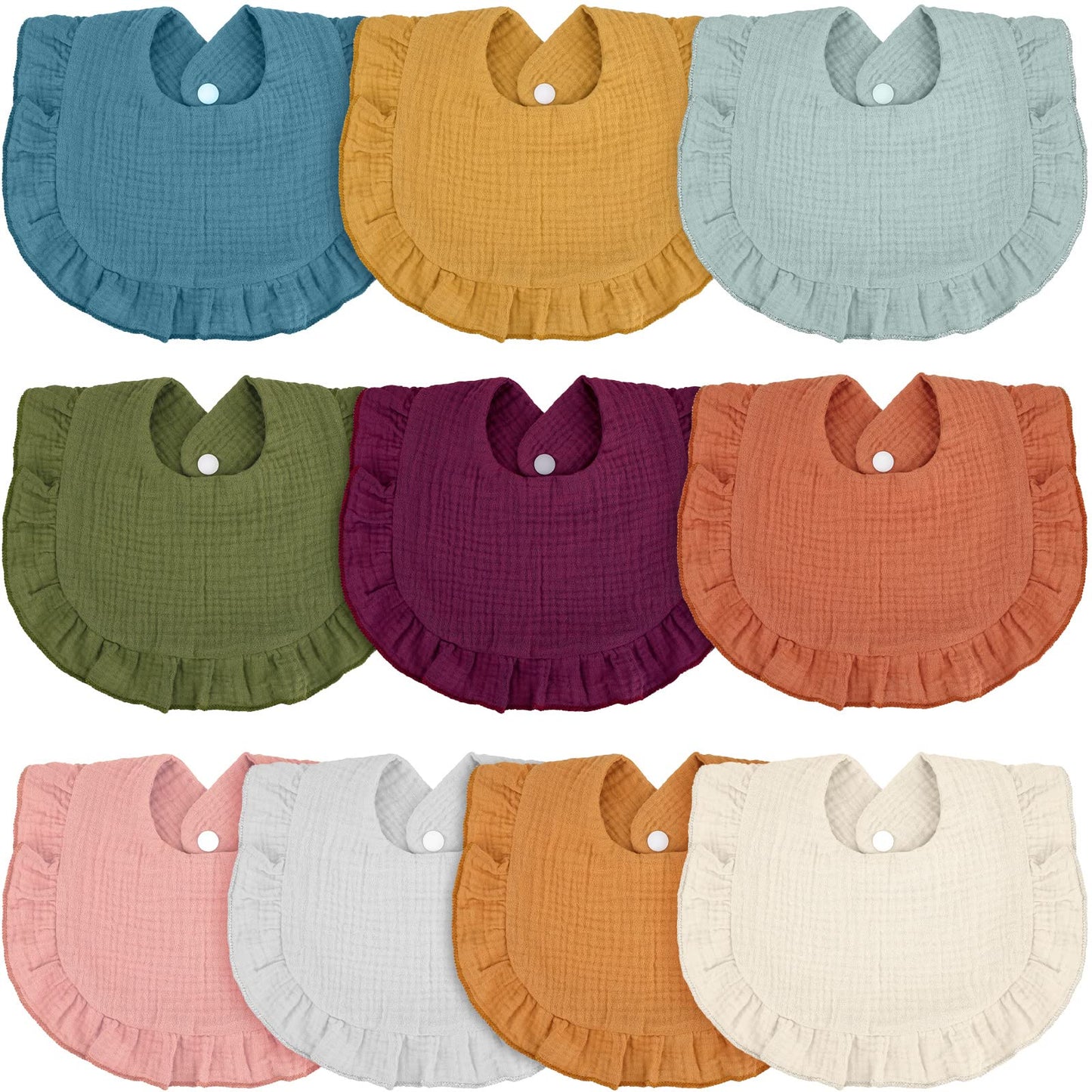 10 Pcs Baby Muslin Bibs Drool Bandana Soft Adjustable Baby Cotton Bibs For Newborn Baby Girl Boy Toddlers Infants Teething (Clas