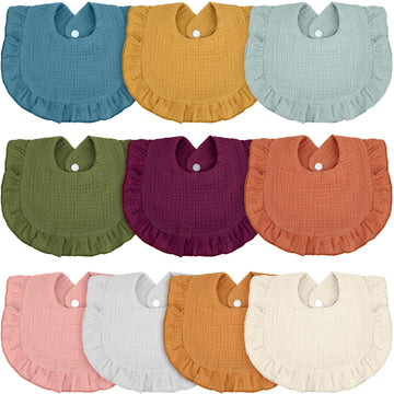 10 Pcs Baby Muslin Bibs Drool Bandana Soft Adjustable Baby Cotton Bibs For Newborn Baby Girl Boy Toddlers Infants Teething (Clas