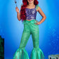 Fun Costumes Disney The Little Mermaid Ariel 2-Piece Set For Girls | Kids Sequin Pattern Halloween Party Outfit M