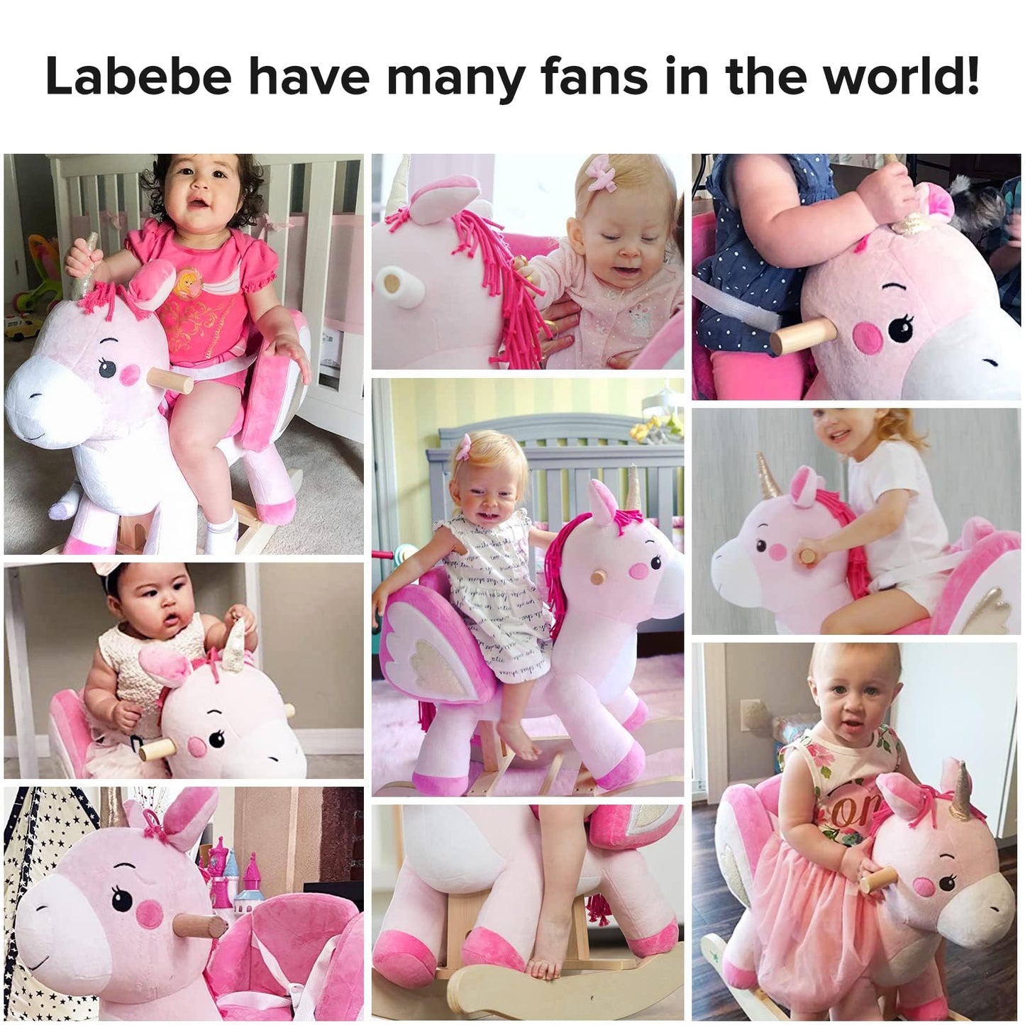 labebe - Baby Rocking Horse, Ride Unicorn, Kid Ride On Toy for 6 Month-3 Year Old, Infant (Boy Girl) Plush Animal Rocker, Toddle
