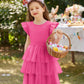 Arshiner Girl Dresses Toddler Ruffle Tutu Dress Cute Hot Pink Valentine Christmas Birthday Party Sundress 6-7 Years