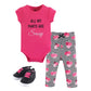Little Treasure Unisex Baby Cotton Bodysuit, Pant And Shoe Set, Sassy Pants, 0-3 Months