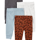 Simple Joys By Carter'S Baby Girls' 4-Pack Pant, Blue/Brown Animal Print/Dark Grey/White, Newborn
