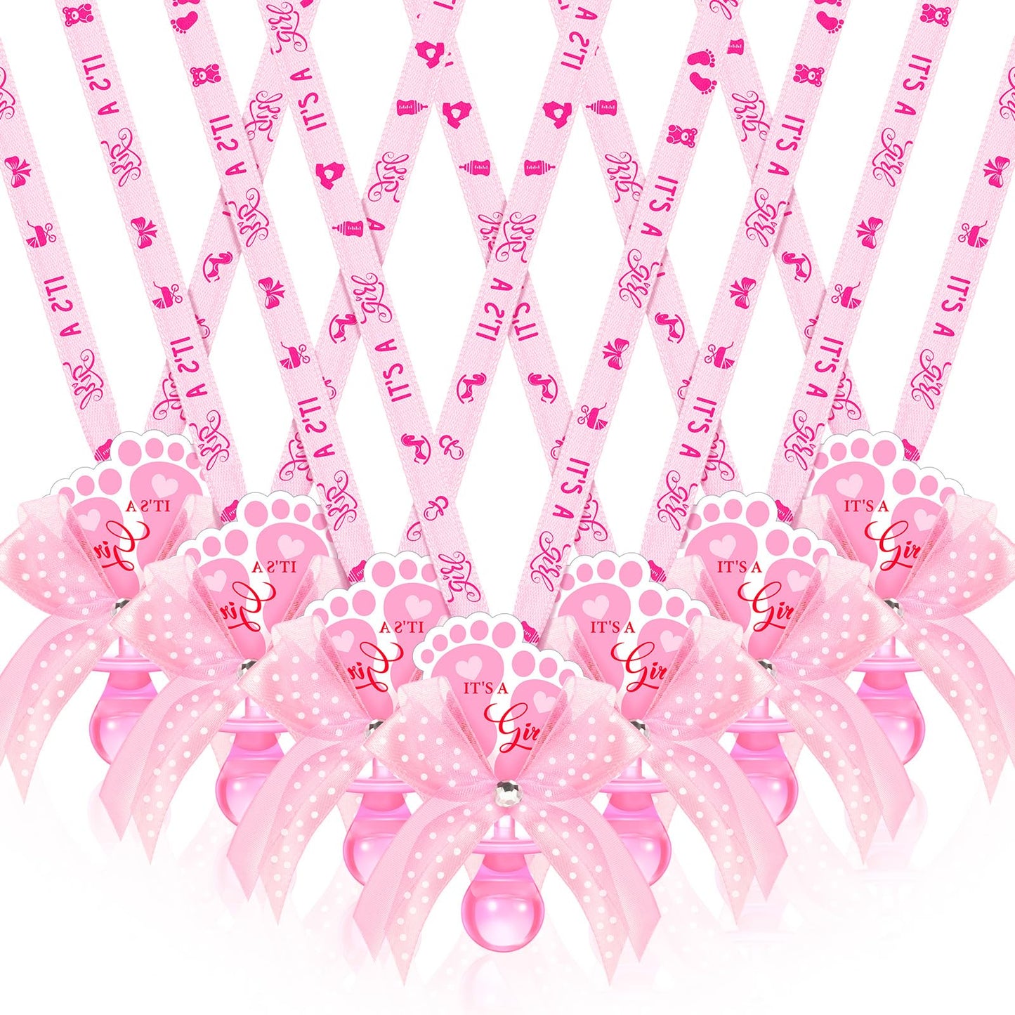 Xunyee 36 Pcs Baby Shower Necklace Gender Reveal Cute Feet Acrylic Pacifiers Necklaces For Baby Shower Funny Pacifiers Party Fav