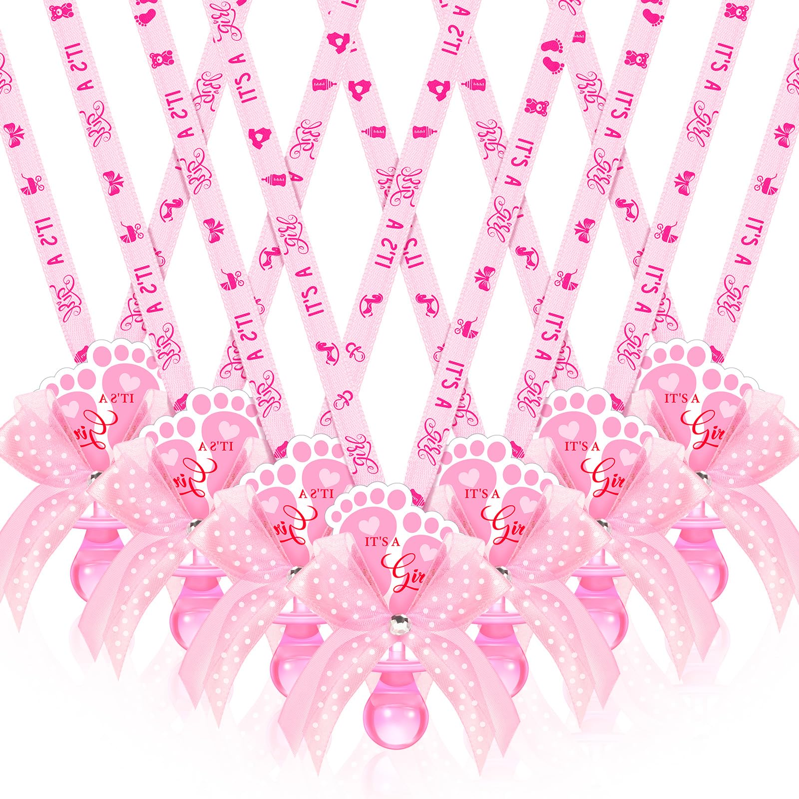 Xunyee 36 Pcs Baby Shower Necklace Gender Reveal Cute Feet Acrylic Pacifiers Necklaces For Baby Shower Funny Pacifiers Party Fav