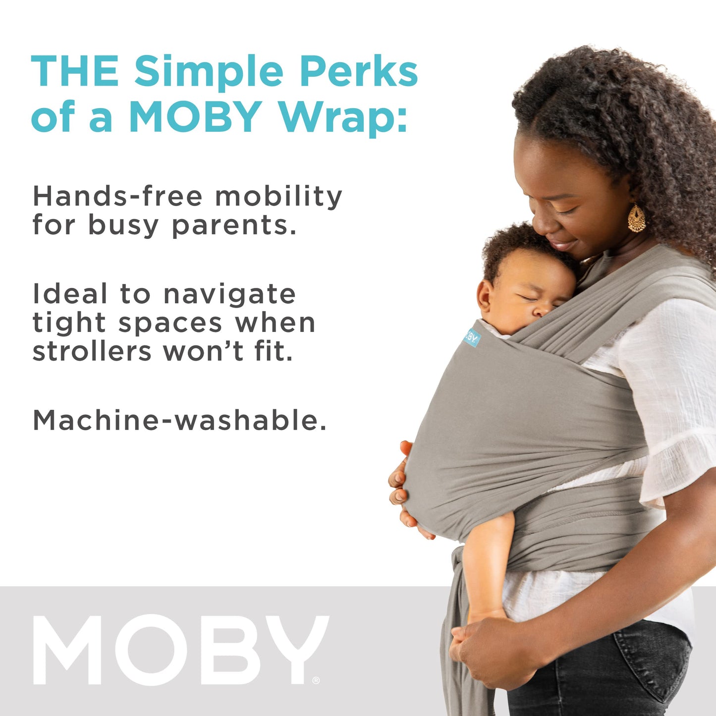 Moby Baby Wrap Carrier Classic for Newborns to Toddlers (8-33lbs), Infant Sling Carrier, Lightweight & Hands Free Design, Adjust