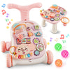 TOY Life 3 in 1 Baby Push Walker and Activity Center for Girl, Sit to Stand Walker for Babies 6-12 Months, Walking Toys with Mus