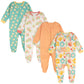 Onesies Brand baby-girls 4-pack Sleep N Play Footies Multi Pack, Flower Power, Newborn