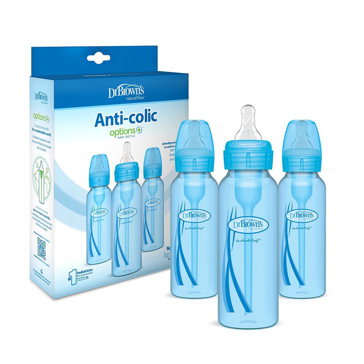Dr. Brown'S Options Baby Bottles, Blue, 8 Ounce