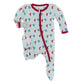 Kickee Footie With Zipper In Celebration Prints, One-Piece Boy Or Girl Baby Clothes, Sleepwear For Babies And Kids (Spring Sky B