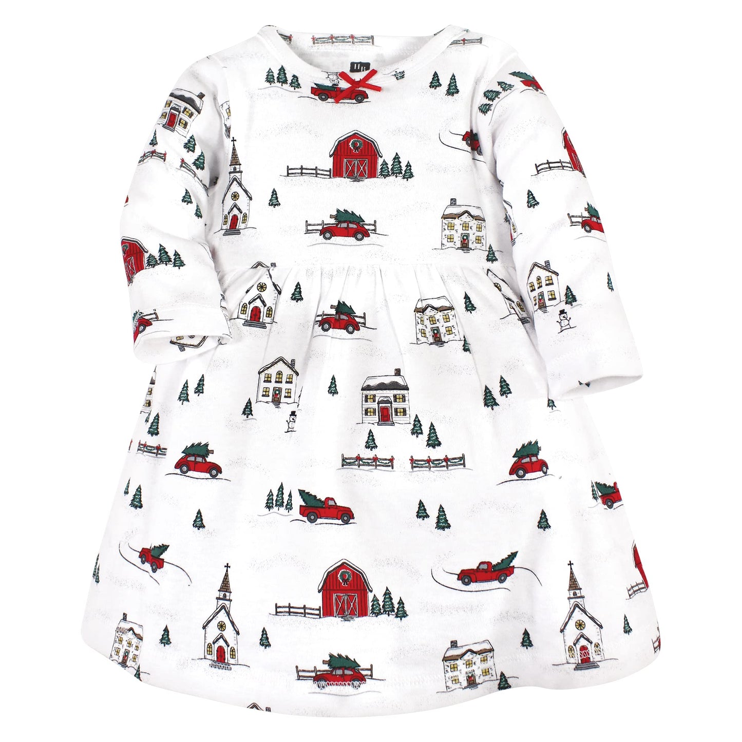 Hudson Baby Girls' Cotton Dresses, Christmas Scene, 9-12 Months