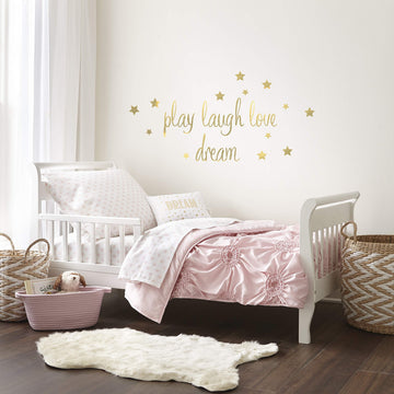 Levtex Baby - Willow Toddler Bed Set - Pink - Soft Rosette Pintuck - 5 Piece Set Includes Reversible Quilt, Fitted Sheet, Flat S