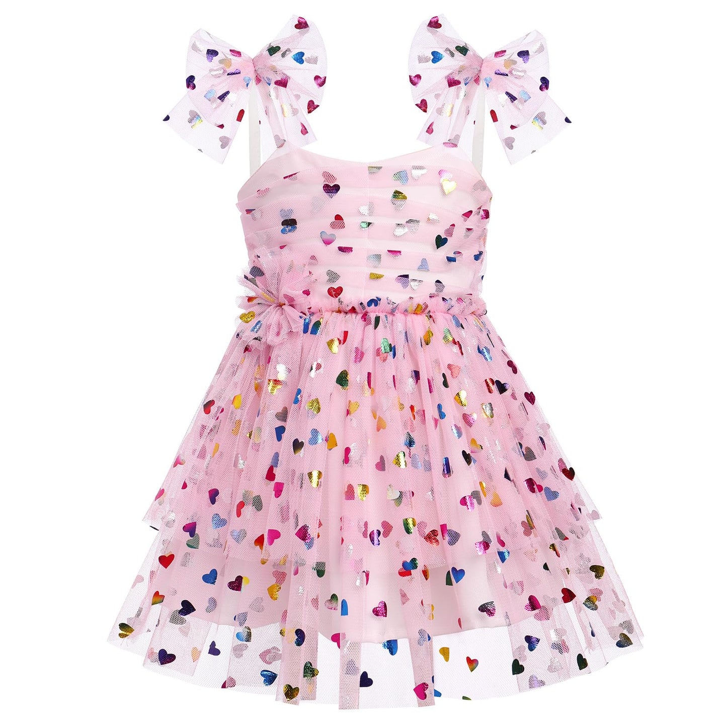 Idopip Baby Girls Sequin Heart Tutu Dress Summer Sleeveless Backless Princess Birthday Party Dresses Toddler Little Girl First C