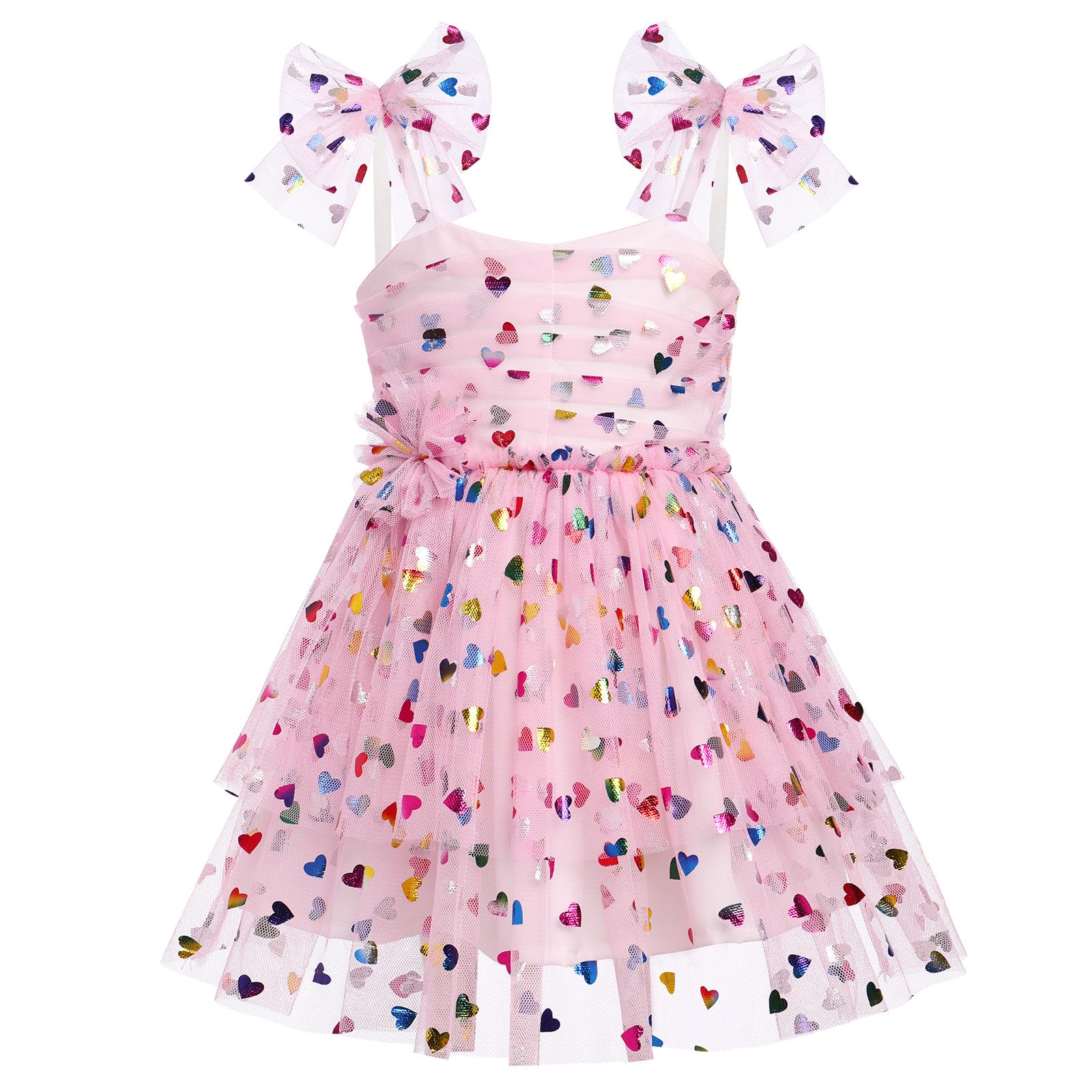 Idopip Baby Girls Sequin Heart Tutu Dress Summer Sleeveless Backless Princess Birthday Party Dresses Toddler Little Girl First C