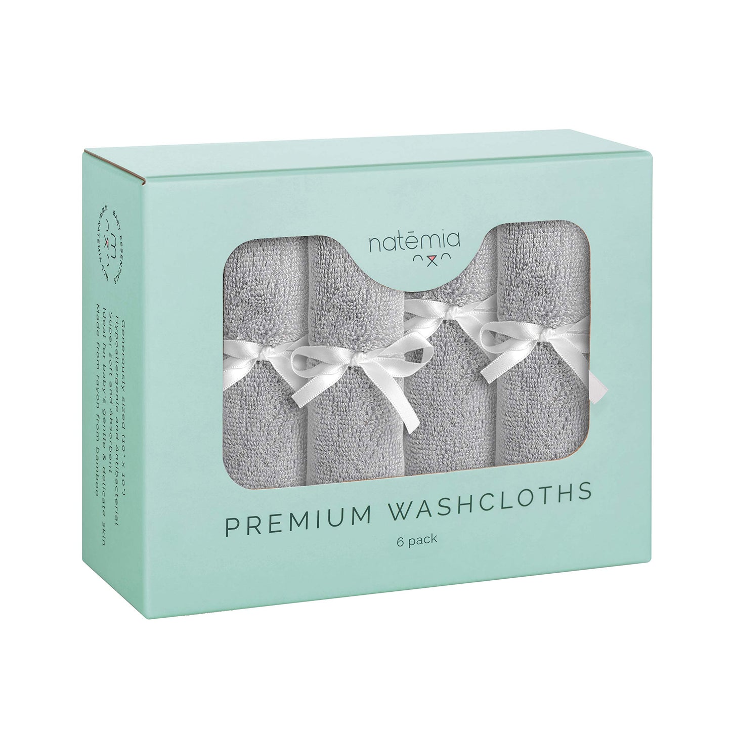 Natemia Organic Baby Washcloths - 10'X10' Soft Cotton Baby Towels - Pack Of 6 Multipurpose Reusable Wipes For Infants, Toddler