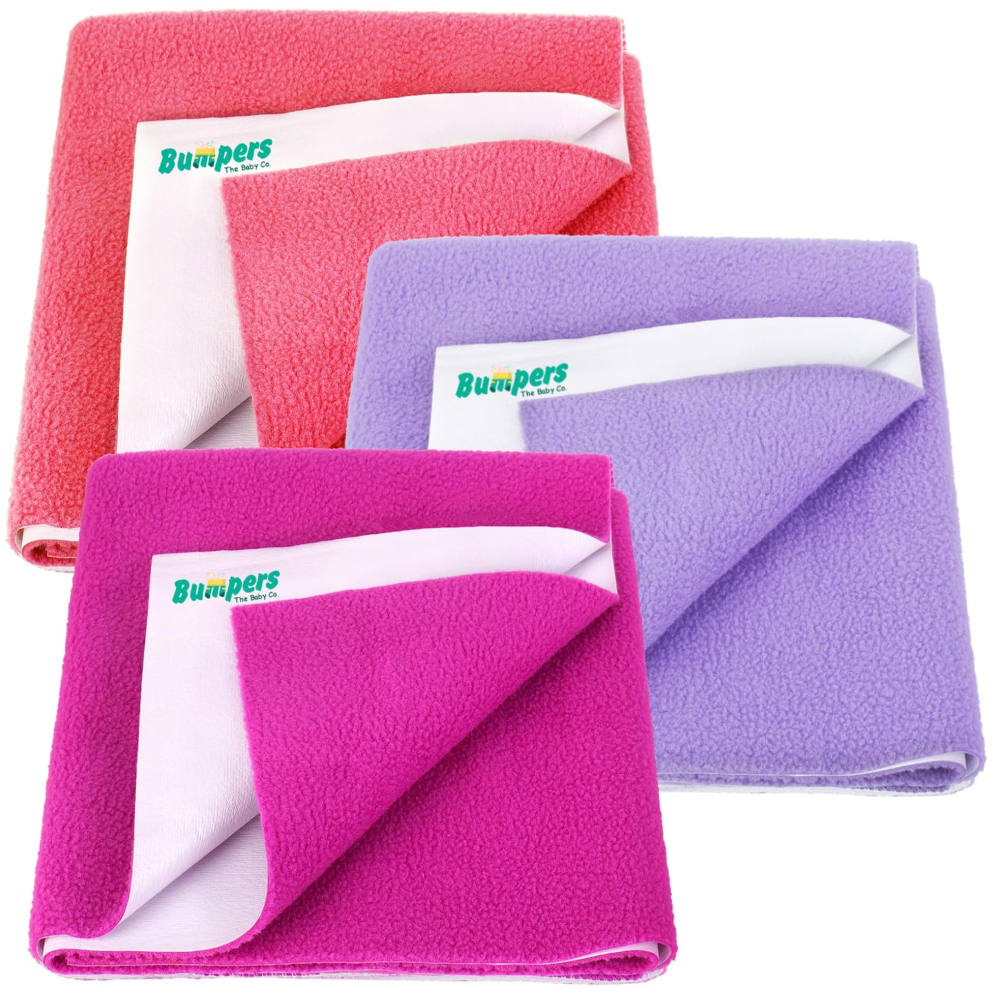 Bumpers AntiPiling Quick Dry & Absorbent Sheet Polycotton Baby Bed Protecting Waterproof Mat (Rani Pink, Violet, Salmon Rose, S