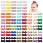 Yoyokid 100Pcs Baby Girls Snap Hair Clips, 1.2' Grosgrain Ribbon Tiny Hair Bows Clips For Baby Girls Toddlers Infant Fine Thin