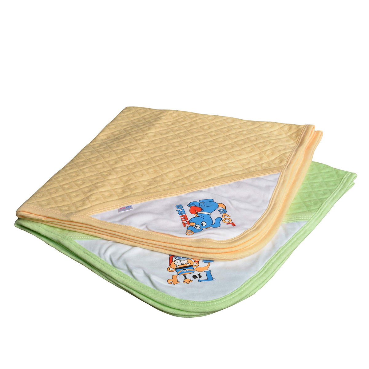 Catcub Ultra Soft Cotton Baby Hooded Towel Combo  Pack Of 2 (Green & Cream)
